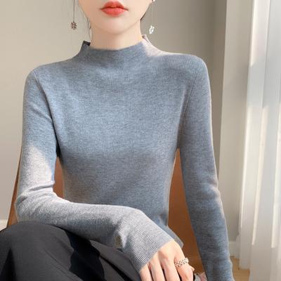 Autumn and Winter Women's Sweater Half-high Neck Bottoming Sweater Female Thin Section Within The Slim Thin Solid Color Knitwear