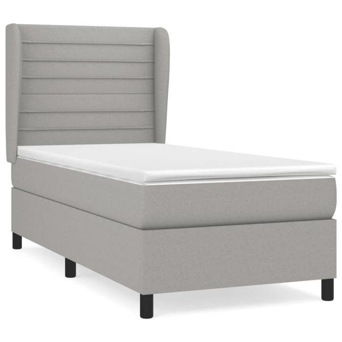 VidaXL Divan Bed with Mattress Light Grey 80x200 Cm Fabric - Model 3127997