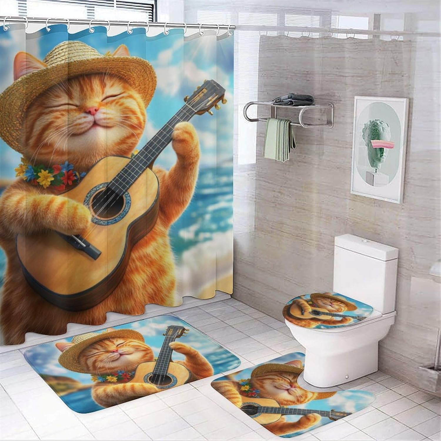 

Watercolor Cute Elephant Shower Curtains With Rugs Toilet Lid Cover And Bath Mat For Bathroom,Home Tub Curtains Sets With Rugs S W60H190(CM)-1 Pcs