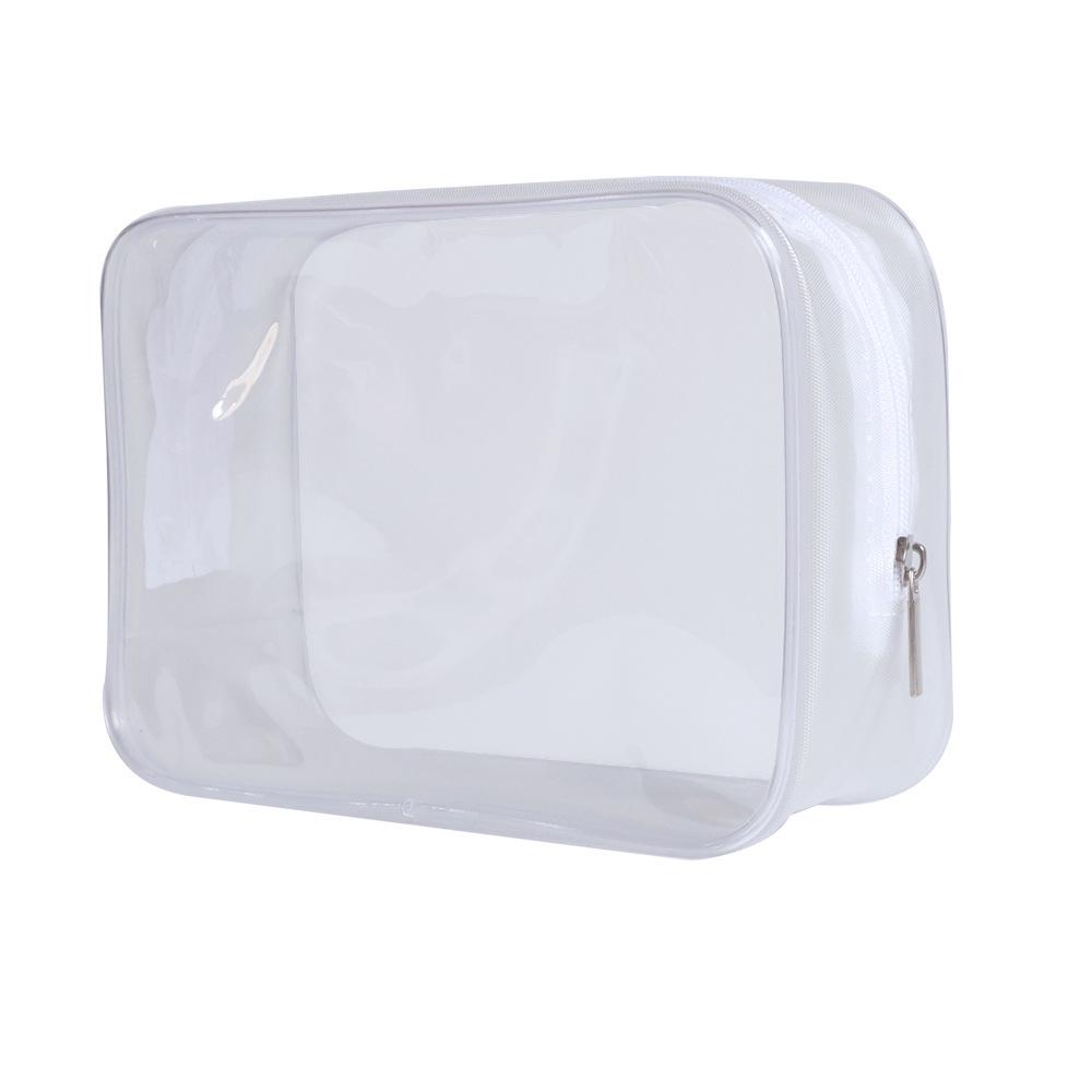 High-End Waterproof Transparent PVC Makeup Bag with Zipper - Large Capacity Portable Jelly Ins Style Storage Bag