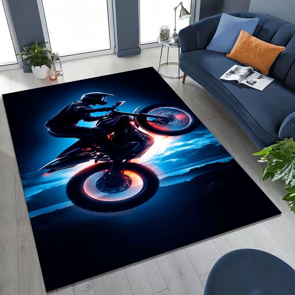 Alfombra Decorativa Personalizada para Motociclista, Motocicleta, Arte, para Dormitorio, Sala de Estar, Sofá, Felpudo de Entrada del Hogar, Alfombra de Piso Grande Antideslizante para Niños