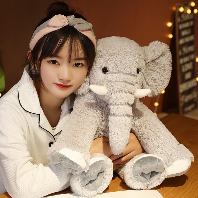 45CM Kawaii Cartoon Simulation Animal Plush Elephant Stuffed Animal Plush Toy for Children Elephant Pillow Handmade Doll Gift