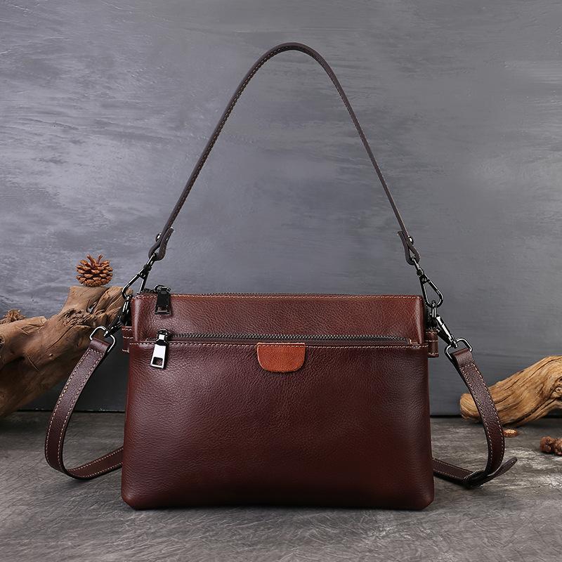 Johnature Genuine Leather Women's Bag Versatile Armpit Bag Commuting Multi-layer Shoulder Crossbody Bag