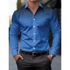 Herren Freizeit Langarm Hemd mit Knöpfen - Farbverlauf Blau zu Grau Print, Polyester, Maschinenwaschbar, Klassischer Kragen, Bequeme Passform