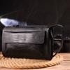 Stylische Clutch für Herren aus echtem Strukturleder mit Reptilprägung CANPELLINI 21563 Schwarz