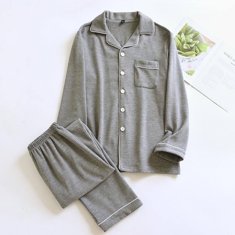 

Осенне-зимний пижамный комплект для мужчин, мягкая пижама на пуговицах с лацканами, удобная, с длинными рукавами, мужской комплект для отдыха с карманами, двухпредметная одежда для дома XL