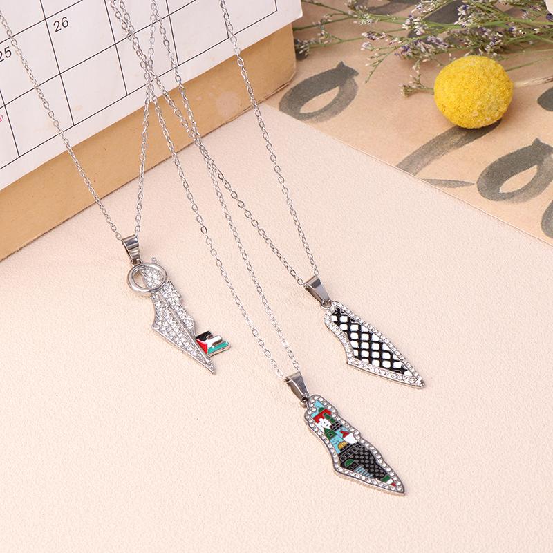 Colier cu pandantiv Moscheea Al Aqsa din oțel inoxidabil, placat cu aur de 18K, bijuterii etnice islamice, cadou pentru femei bărbați