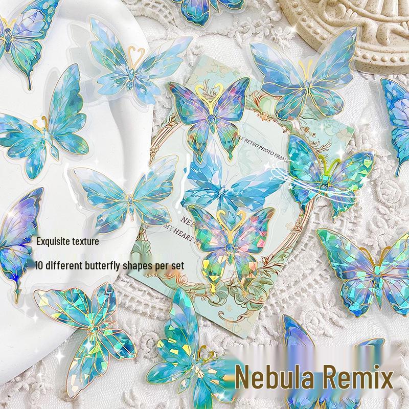 Dazzling 3D Laser Butterfly PET Sticker Pack for DIY Journal Decoration