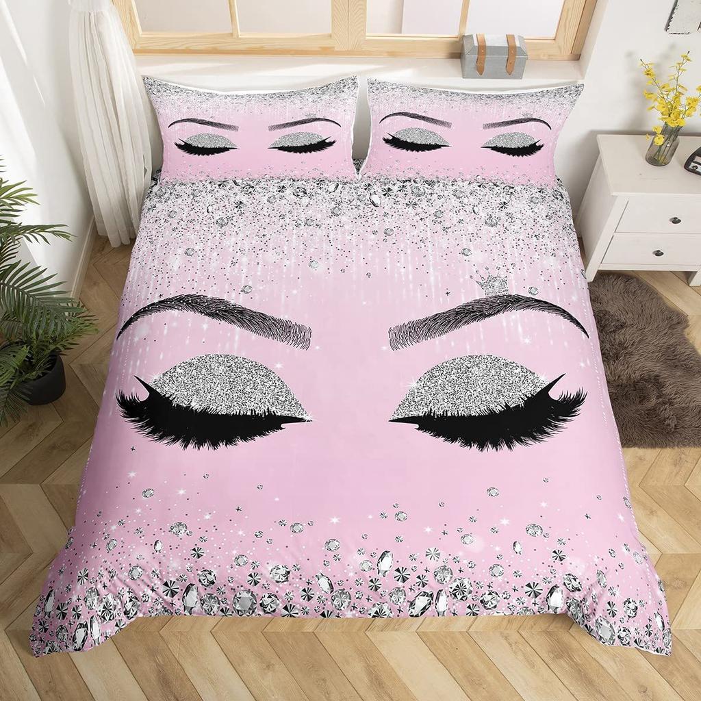 Eyelash Pattern Digital Printing Duvet Cover Set Bedding