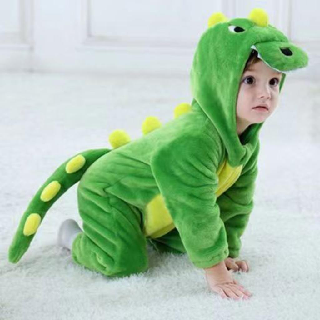 And Winter Infant And Toddler One-piece Sleepwear With Zipper Crawl Suit Dinosaur Flannel Home Baby