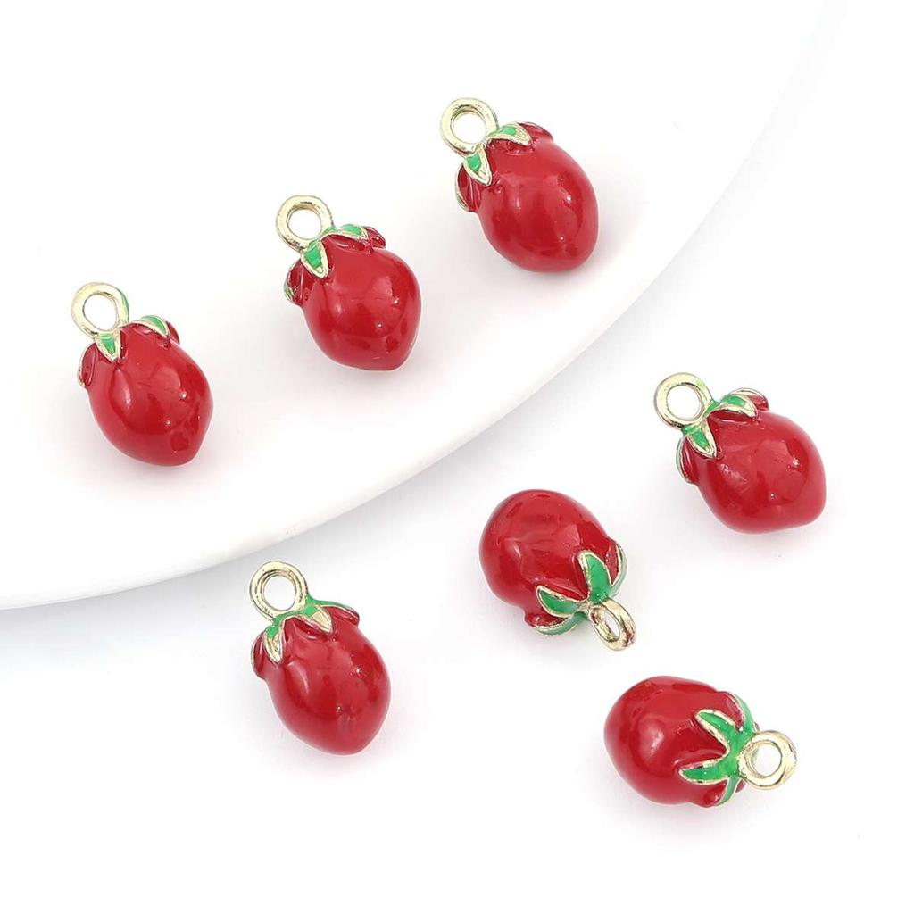 2Pcs Alloy Fruit Enamel Pendant Strawberry Grape Cherry Charms for Jewelry Making DIY Bracelet Handmade Craft Accessories