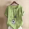 Women's Fashion Animals Prined Short Sleeve T-shirt Loose Cotton Shirt Casual Loose Summer Blouse Tops Plus Size
