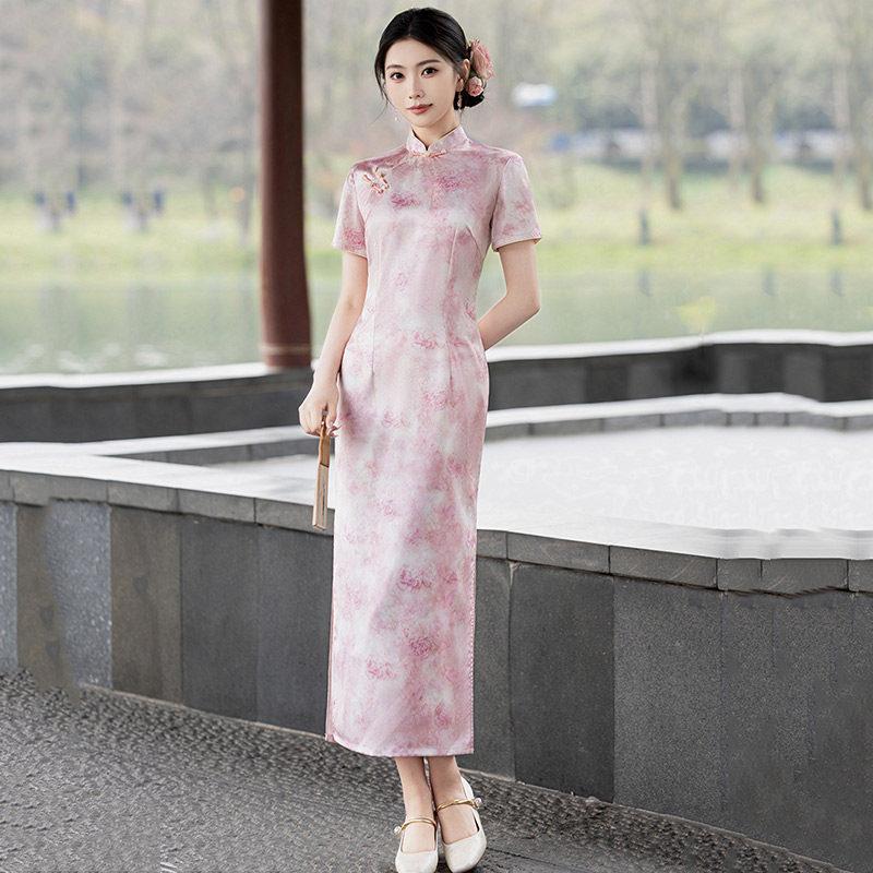 Blue national style new Chinese Suzhou long cheongsam improved young 1011 new women's high sense daily summer