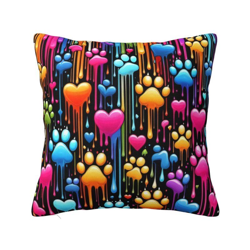 Dog Paw Cat Heart Footprints Cushion Cover 40*40 cm Polyester Throw Pillow Case Bedroom Decoration Bedding Sofa Pillowcase
