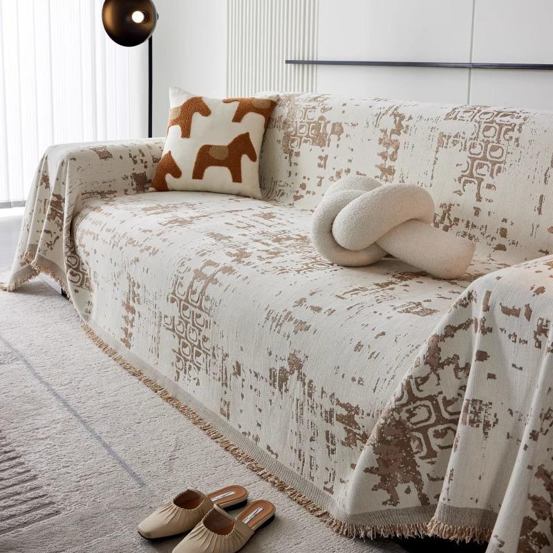Chenille Sofa Cover Fabric, Universal for All Seasons, High-end Full Set of Sofa Blanket, Light Luxury Style, Anti-cat Scratch Sofa Towel