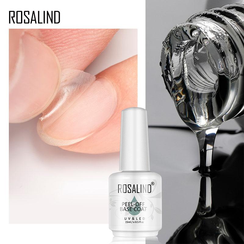 ROSALIND Esmalte em gel peel off de 15ml, base e acabamento, efeito de borracha, esmalte em gel UV para cuidados com as unhas, design artístico