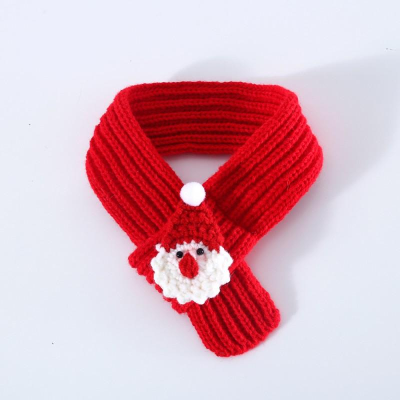 Solid Color Knitted Christmas Scarf Pets Dogs Cats Warm Fleece Winter Accessory Holiday Gift