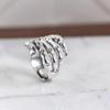 S Skeleton Hand Ring Gothic Open Skull Rings for Women Men Halloween Punk Jewelry Gift