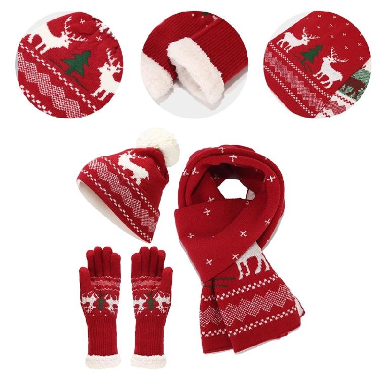 Trendy Red Hat Scarf Gloves Set for Christmas Celebrations Christmas Gifts