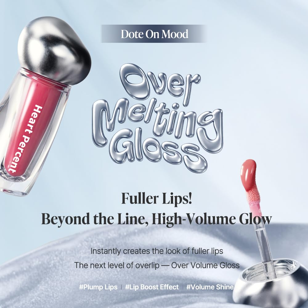 Heart Percent Dote On Mood Über Schmelzendem Gloss, 3,8ml, #06 Plum Noir, für ein voluminöses Aussehen und hochhaftende, glänzende Lippen.