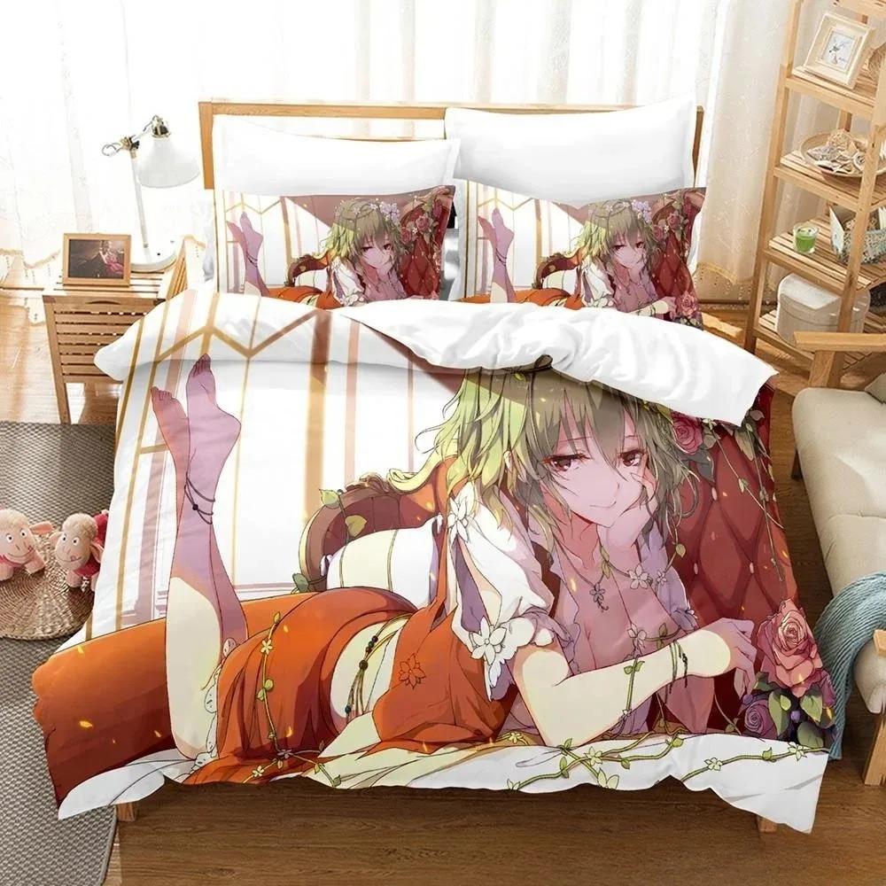 3D Druck Anime Kawaii Mädchen Yuuka Kazami Bettwäsche Set Einzelbett Twin Full Queen King Size Bettset Erwachsene Kind Schlafzimmer Bettbezug Sets