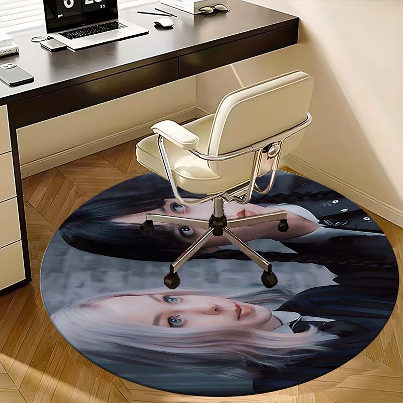 Wednesday Addams Chair Mat Round Rug-Office Carpet, Machine Washable, Non-slip, Suitable for Living Rooms, Bedrooms