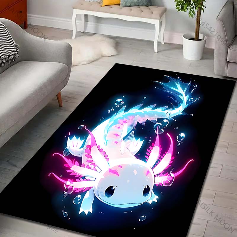 

Multiple sizes Glowing axolotl swimming in water Print Carpet Rug for Living Room Bedroom Sofa Doormat Home Decor Non-slip Mat 40cm x 60cm