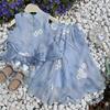 Girls' Summer Hanfu Style Vest & Pants Set - Two-Piece EXB003