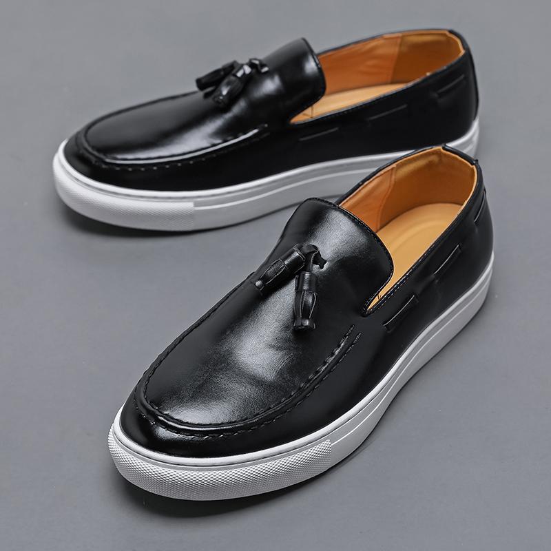 

Мода Британия Ретро Мода Новые Мужские Черные Коричневые Лоферы с Кисточками Кожаная Обувь Повседневные Лоферы Формальная Обувь Zapatos Hombre 38