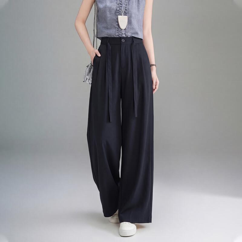 

TERRE BLEUE Women s High-Waist Linen Blend Straight-Leg Casual Pants 27