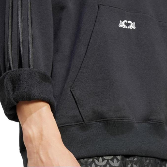 Adidas Originals X Mickey Mouse Appliqué Hoodie With Cartoon Print Back Men Hoodie Black IY2274
