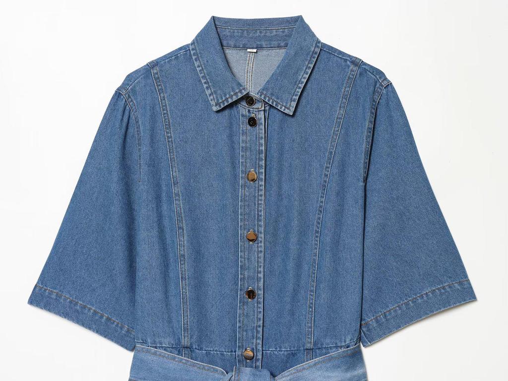 2026 Spring Women's Denim Long-Sleeve Shirt Dress - European & American Style 90421