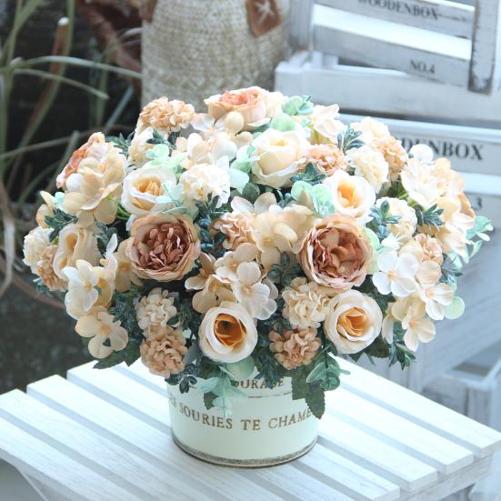 Simulated Flowers Bouquet Bright Colors High Simulation No Withering Fading Fake Flower Home Office Decor