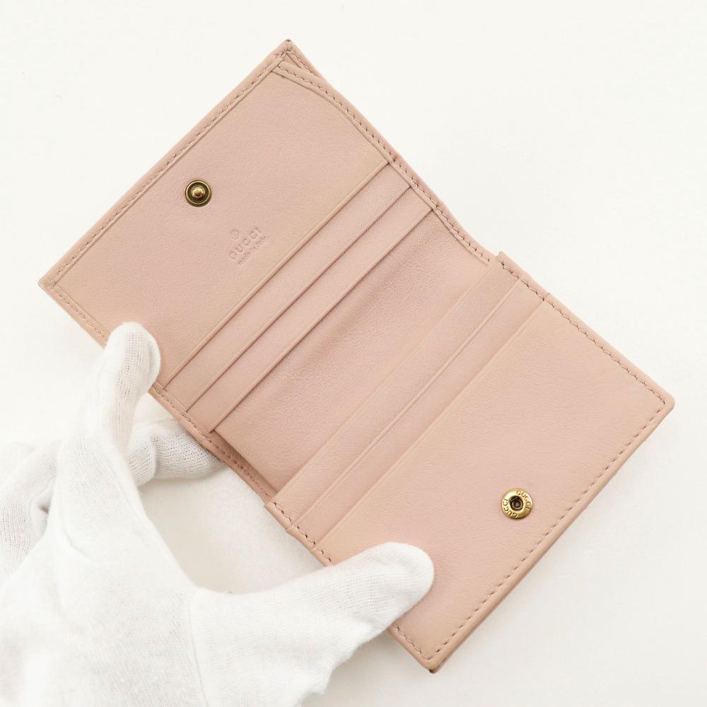 Gucci Compact Wallet Bi-Fold Wallet 449421 GG Ghost Card Case Pink Leather Women Used