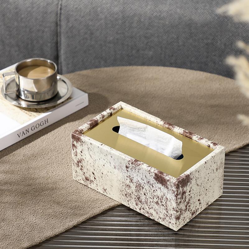 Leather Tissue Box Rectangular Irregular Patterns Desktop Storage Box Napkin Holder Paper Towel Holder Home Decoraction