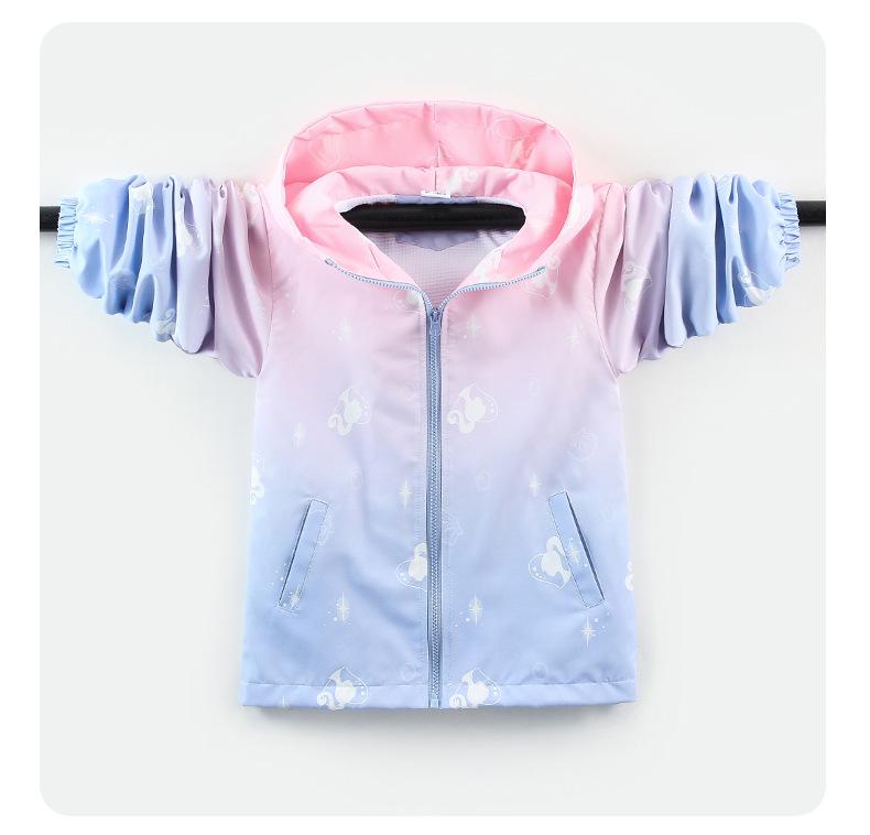 2025 Korean Style Gradient Windbreaker Jacket for Girls, Medium Size - Casual Outerwear In Stock