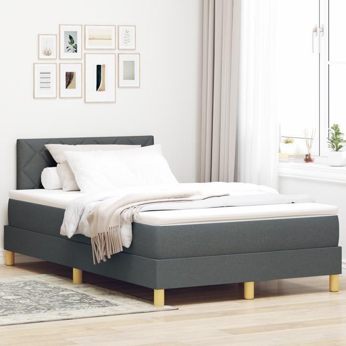 VidaXL Lit à ressorts indépendants avec matelas gris foncé 120x190 cm tissu 3338980