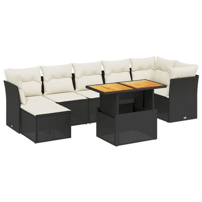 VidaXL Garden Lounge Set with Cushions 8 Pcs, Patio Sofas, Patio Furniture Set, Outdoor Furniture, Black 3275485