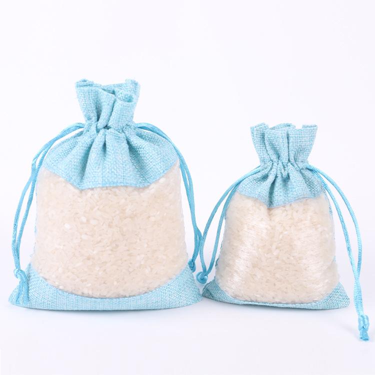 

Colorful side window drawstring natural jute bag candy packaging jewelry new year wedding birthday party gift beam storage bag 10x14cm&5PCS озеро синий