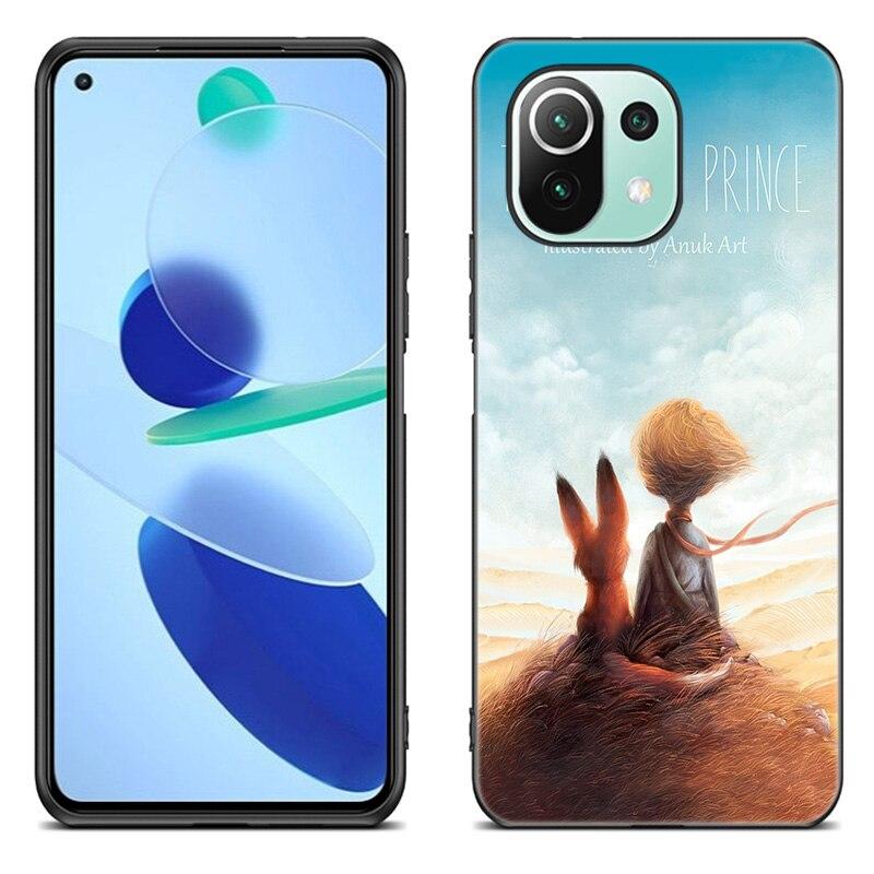 The Little Prince Fox Case For Xiaomi Mi 11 Lite NE 11i 10T 11T Pro A2 A3 Lite POCO F3 M3 M4 C31 X3 Pro NFC GT Black Soft Cover