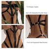 Women Full Strappy Lingerie Cut Out Adjustable Metal Rings Backless Elastic Hollow Belts Lingerie for Honeymoon Black S