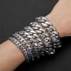 Rhodium Plated Jewelry Iced Out CZ Box Clasp Laminated Stainless Steel Bracelet High Polished Flat Cuban Link Chain Bracelet