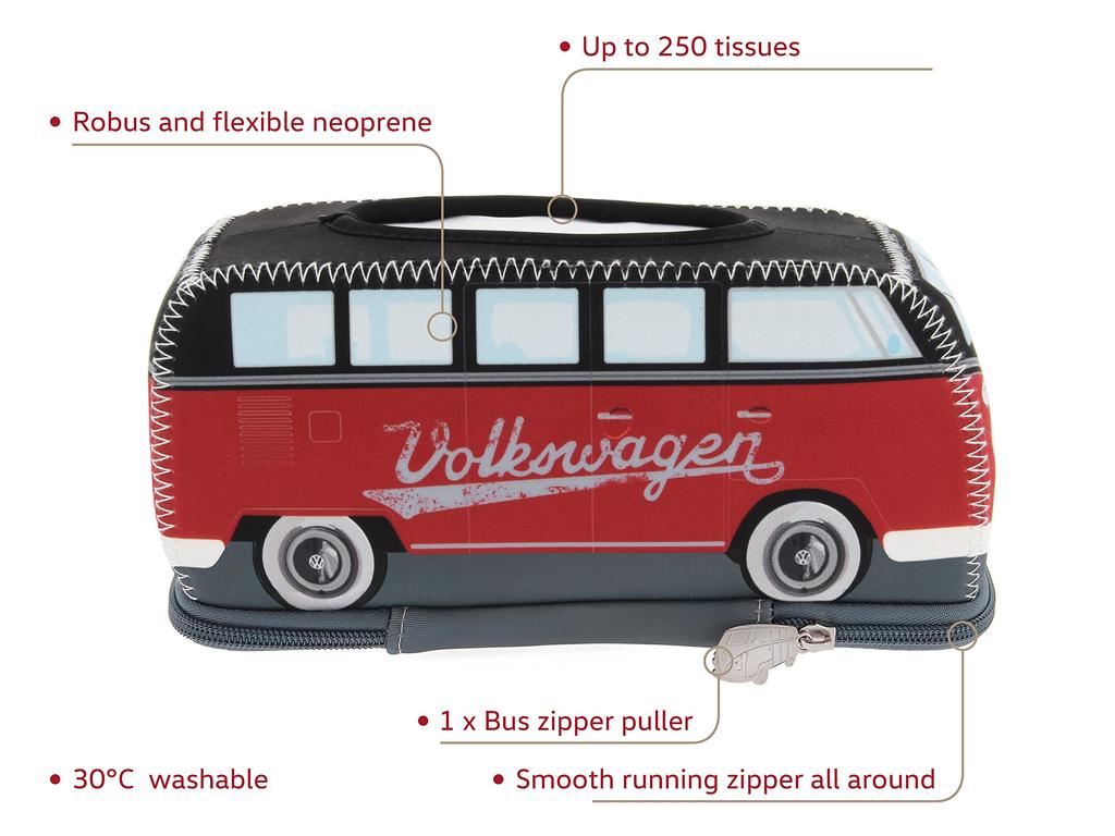 BRISA VW Collection T1 Bus Neoprene Tissue Box Holder BUNE204 RD/BK