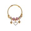 Stainless Steel Bracelet with Crystal Wristband, Heart-shaped Pendant, Adjustable Opening. Charm Bracelet