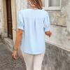 Women's V Neck Blouse, Short Sleeve Lace Trim Casual Flowy Tunic Top