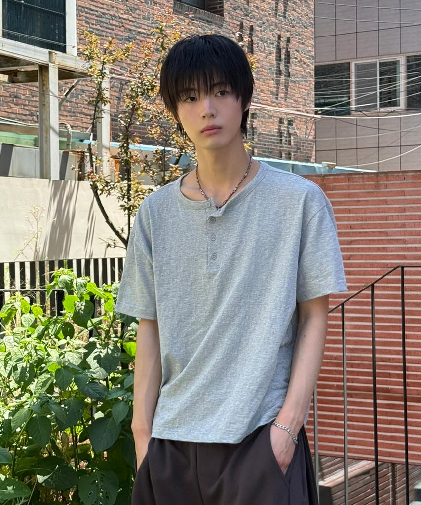 SIGNATURE Summer Slub Henley Neck Short Sleeve T-Shirt [3 Colors]