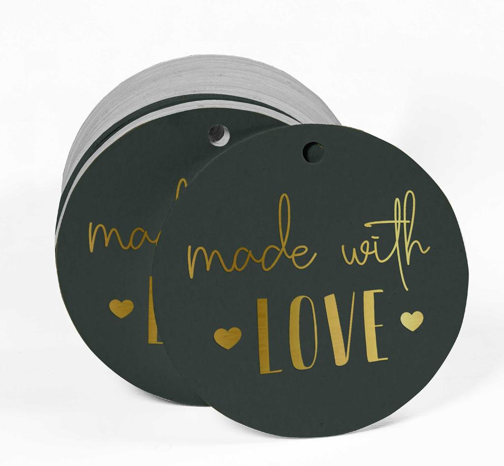 Inkdotpot Pack Of 100 Real Gold Foil Paper Tags Made With Love Text Favor Hang