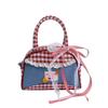 Red Grid Bag Women's 2025 New Summer Fashion College Style Handbag Fresh and Cute Lace Shoulder Messenger Bag
