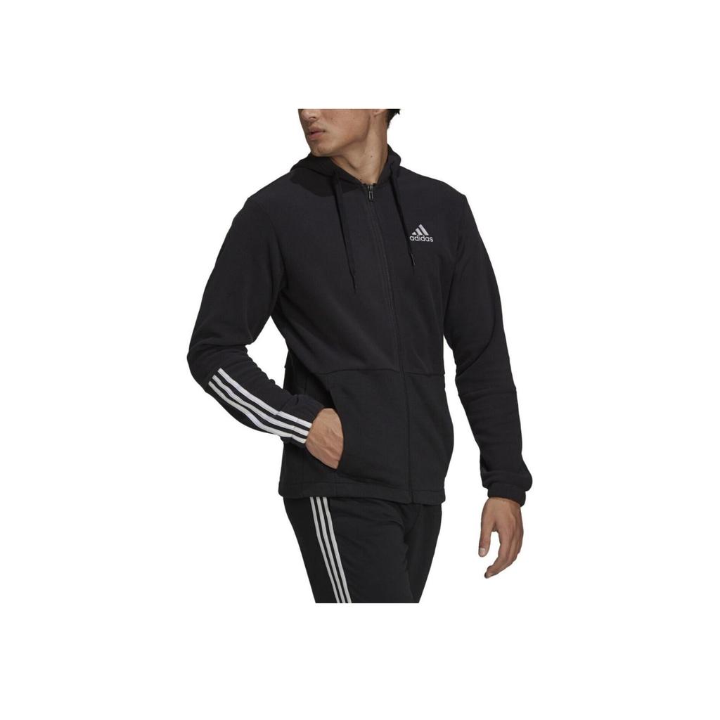 Adidas Logo Zip Jacket Men Jackets Black GV5297