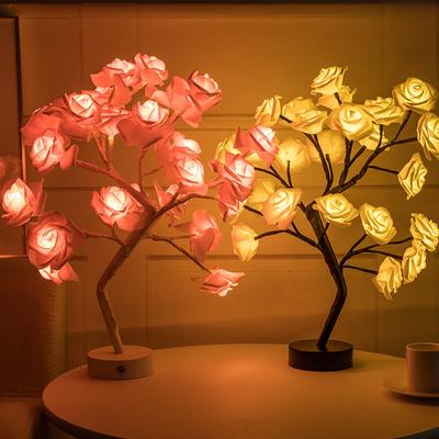LED Tischlampe Rose Blume Baum USB Nachtlichter Heimdekoration Weihnachten Weihnachten Hochzeit Schlafzimmer Dekor